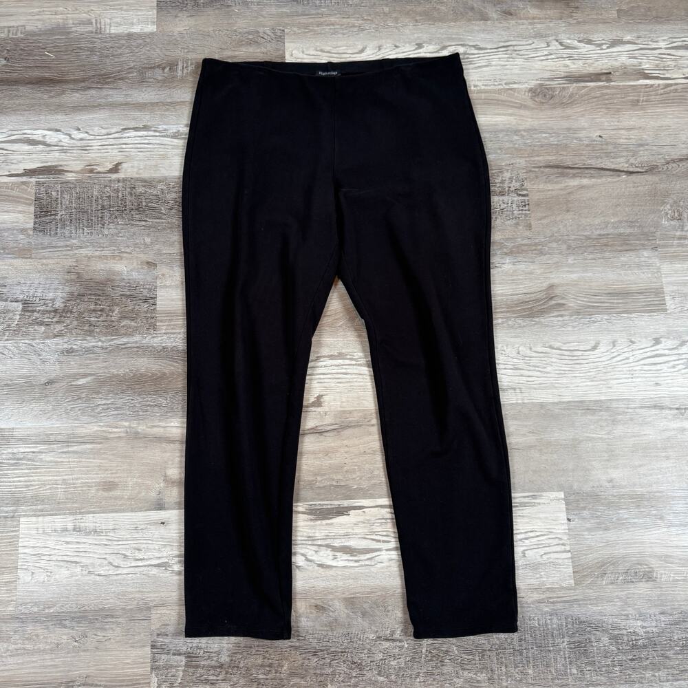 Eileen Fisher Black Cotton Stretch Slim Leg Pull On Pants Minimalist Travel XL